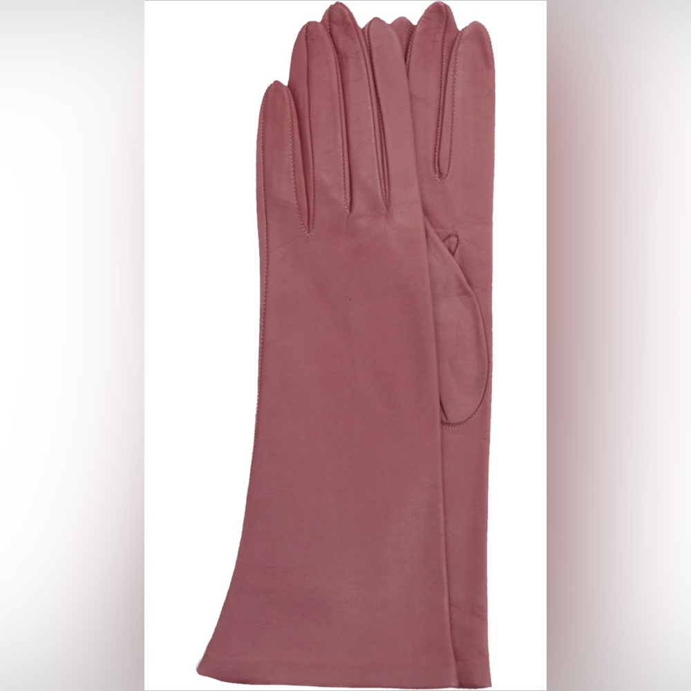 11" Leather Gloves Size 7: Old Rose